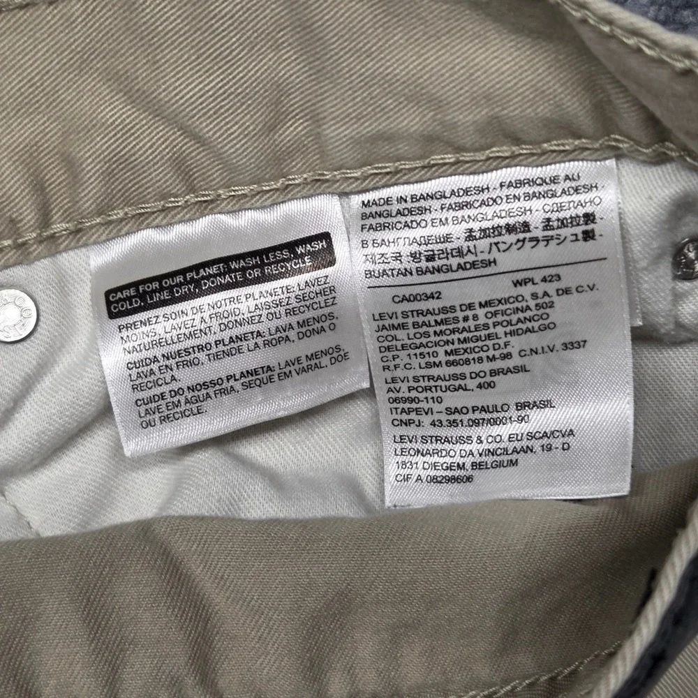 Levis 514 Mens 32x29 Straight Fit Khaki Tan Pants Cotton Twill 5 Pocket